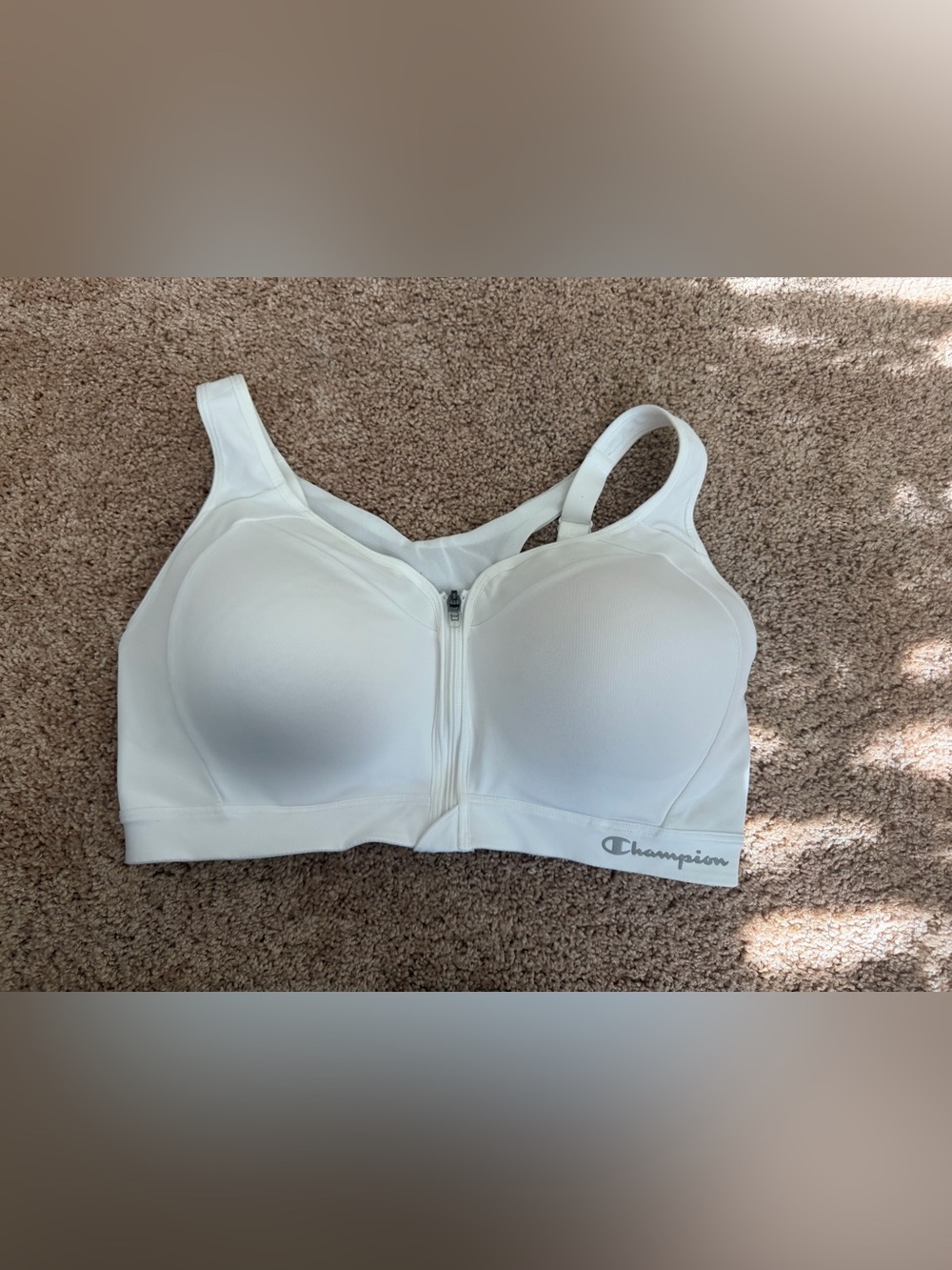 Champion White Zip-Front High-Impact Sports Bra - Size 38DD